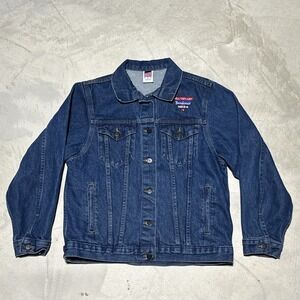 USA Made Denim Blue Jean Trucker Jacket American USA Made Bandanas BBQ SZ M